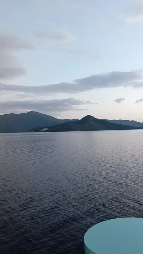 Seeing the sunset from a ferry sailing view Stock Footage 281390804
