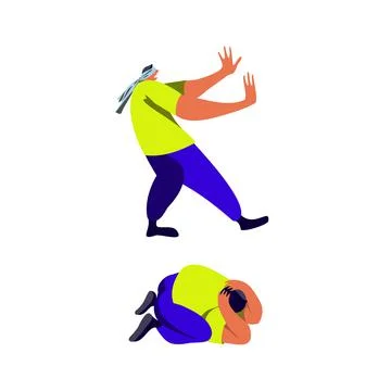 Seek and hide game, a blindfolded character trying to catch another player Stock Illustration