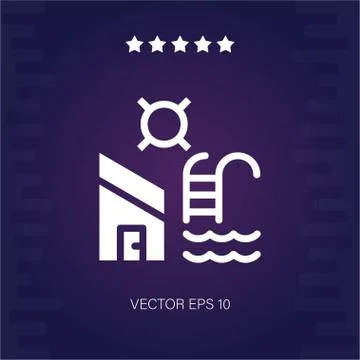 Seek house with pool vector icon Stock Illustration
