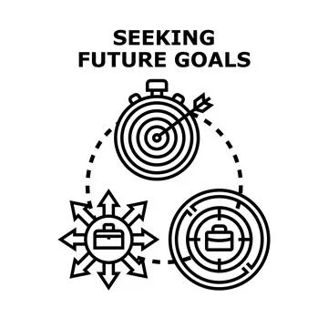 Seeking future goals career objectives and strategic decision making Stock Illustration