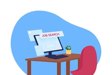 Seeking job flat concept vector illustration Stock Illustration