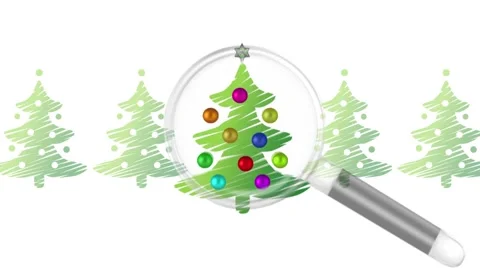Seeking Magnifier for Cristmass Tree Stock Footage 49162562