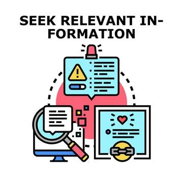 Seeking relevant information for data analysis and validation Stock Illustration