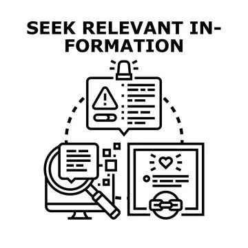 Seeking relevant information for data analysis and validation Stock Illustration