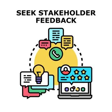 Seeking stakeholder feedback and user opinion input Stock Illustration