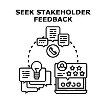 Seeking stakeholder feedback and user opinion input Stock Illustration