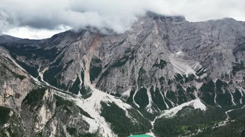Seekofel mountain is covered with clouds Stock Footage 263479368