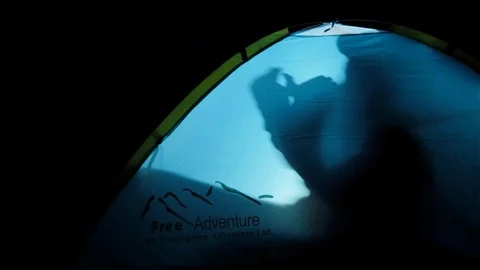 Seem like has a bird in the tent at Mae Hong Son, Thailand Stock Footage 101145215