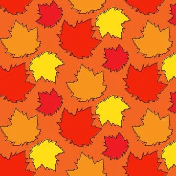Seemless Pattern with Autumn Maple Leaves. Autumn Design Collection, Backgro 스톡 일러스트