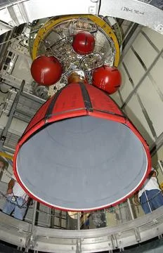 Seen from below inside the mobile service tower on Launch Complex 17-B, Ca... Stock Photos