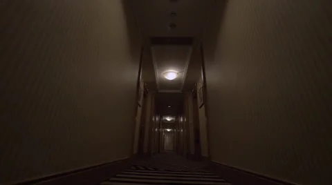 Seen the hotel corridor with closed doors of rooms Stock-Footage 67436862