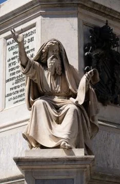 Seer Ezekiel, Column of the Immaculate Conception on Piazza Mignanelli in Rome Stock Photos