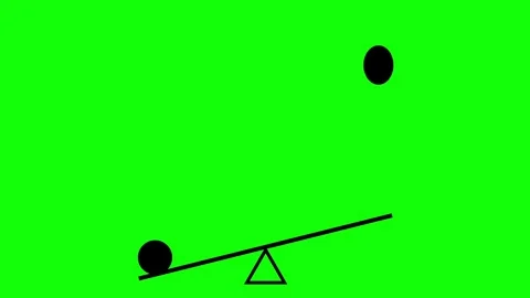Seesaw with a ball bouncing and triangle space animation. Video stock 297205565