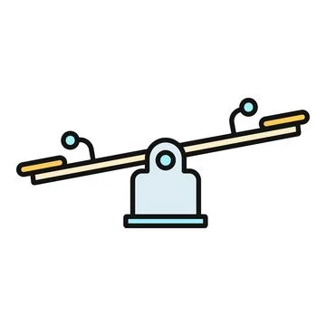 Seesaw flat design icon for balancing fun Stock Illustration