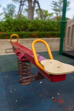 Seesaws in a playground Foto stock