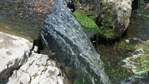 Seething stream of water, a cascading waterfall Stock Footage 197440455