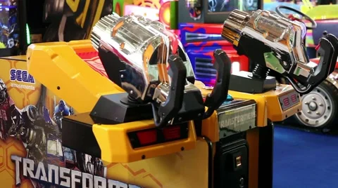 SEGA Transformers Video Arcade Game in Game center Stock Footage 49280582