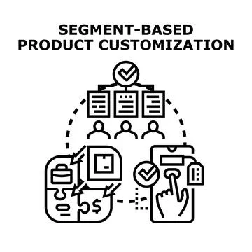 Segment based product customization for targeted marketing and business Stock Illustration
