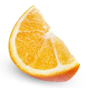 Segment of fresh orange isolated on white background Stock Photos