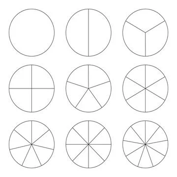 Segment slice icon. Pie chart template. Circle section graph line art. 1,2,3,4,5 Stock Illustration