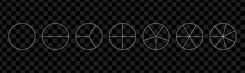 Segment slice set. Pie chart . Diagram with 2,3,4,5,6 sections or steps. Pi.. Stock Illustration