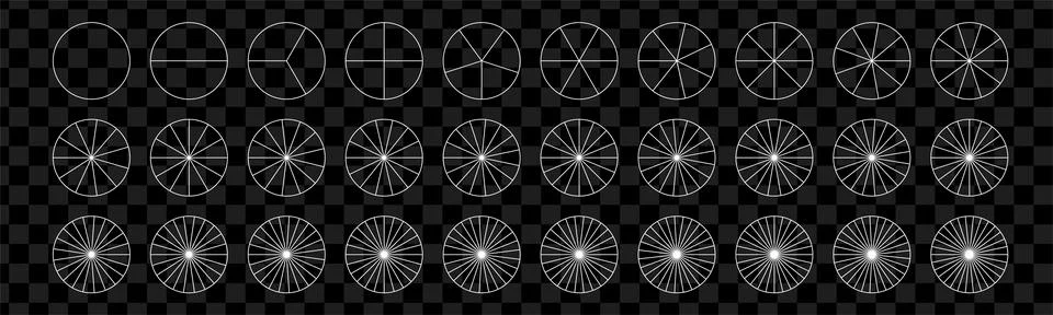 Segment slice set. Simple geometry. Diagram with sections or steps. Pizza g.. Stock Illustration