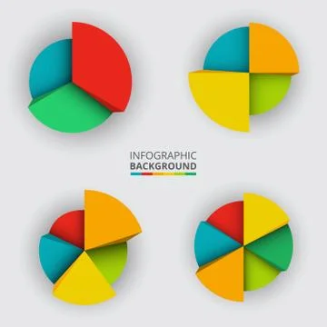 Segmented and multicolored pie charts Stock Illustration