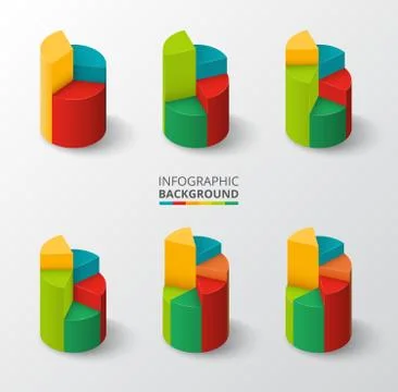 Segmented and multicolored pie charts set. Stock Illustration