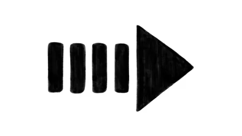 Segmented arrow doodle pointing right, loopable hand drawn animation Stock Footage 245999649