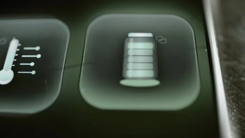 Segmented battery icon glows in one rounded square Stock Footage 343369956