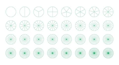 Segmented charts from 1 to 32 collection. Set of pie, pizza charts templates イラスト素材
