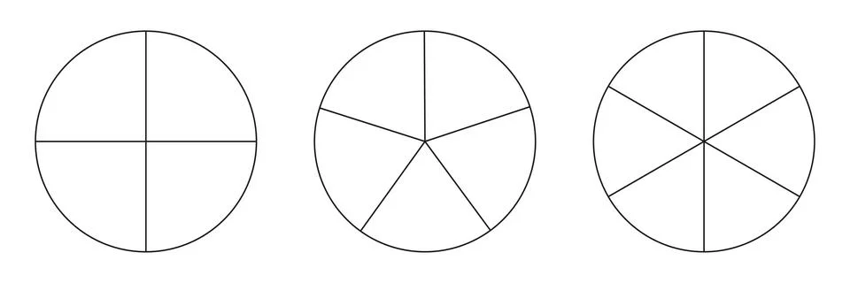 Segmented charts collection. Sectors divide the circle on equal parts. Stock Illustration