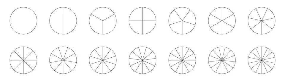 Segmented charts. Pizza chart template. Diagram wheel parts. Stock Illustration