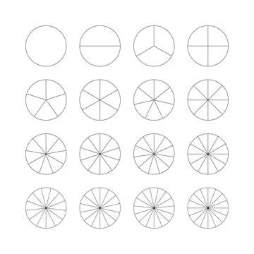 Segmented charts. Set of pie, pizza chart template. Diagram wheel parts. Ilustración de archivo