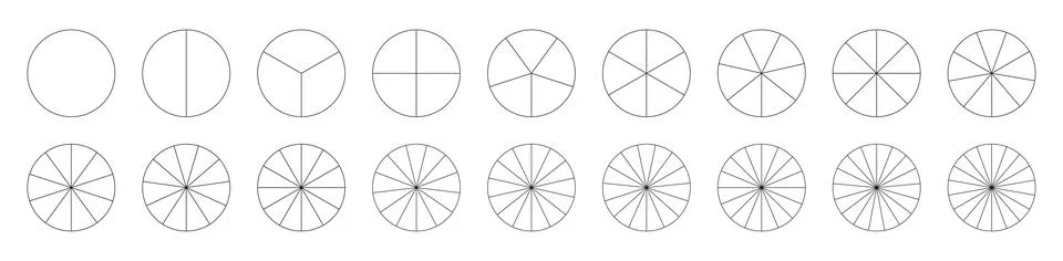 Segmented charts. Set of pizza, pie chart template. イラスト素材