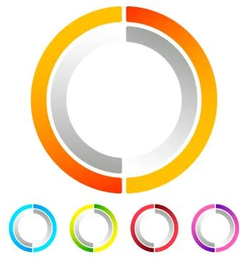 Segmented circle abstract icon. Circular geometric logo, icon in 4 colors. Co Stock-Illustration