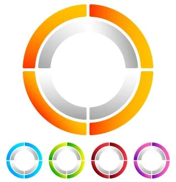 Segmented circle abstract icon. Circular geometric logo, icon in 4 colors. Co Stock-Illustration
