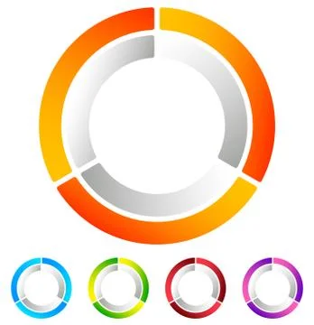 Segmented circle abstract icon. Circular geometric logo, icon in 4 colors. Co Stock-Illustration