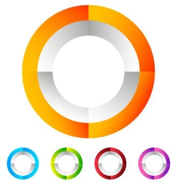 Segmented circle generic abstract icon, circular geometric logo in 4 colors. Stock-Illustration