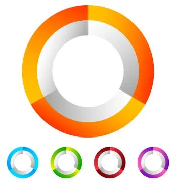 Segmented circle generic abstract icon, circular geometric logo in 4 colors. Stock-Illustration