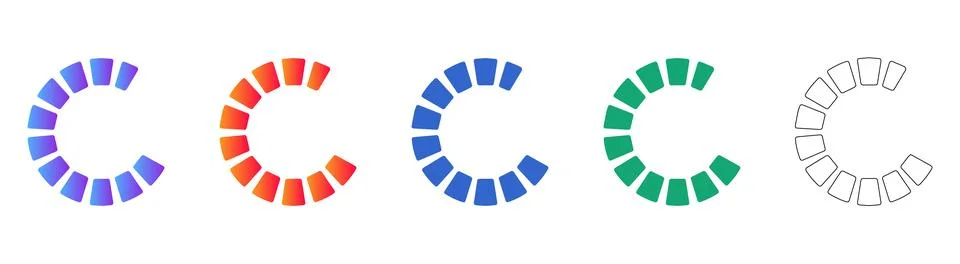 Segmented Circular Loading Icons Set Stock Illustration