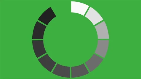 Segmented circular loading progress animation on green screen background Video stock 330849662
