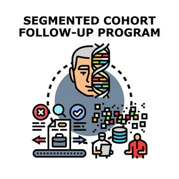 Segmented cohort follow up program analyzing data Stockillustratie