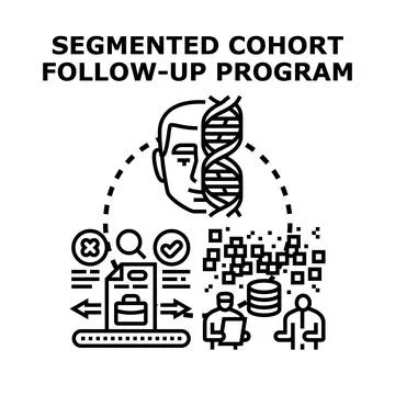 Segmented cohort follow up program analyzing data Stock Illustration