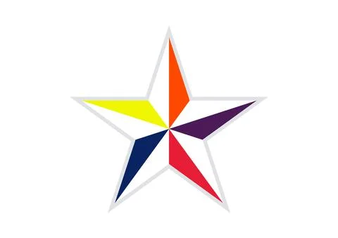 Segmented Color Star Icon  Five-Point Vibrant Polygon Design Illustration
