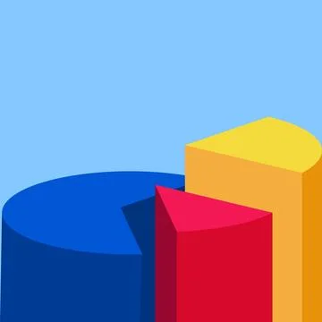 Segmented data representation from three-dimensional pie chart illustration Stock Illustration