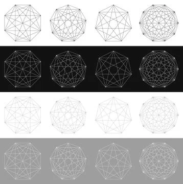 Segmented element with grid. Geometrical shape with network of lines. Lattice Ilustración de archivo