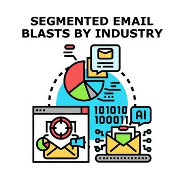 Segmented email blasts by industry concept Stock Illustration