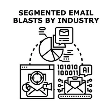 Segmented email blasts by industry concept Stock Illustration