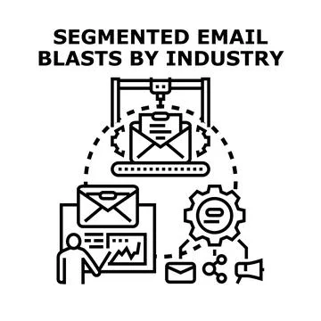 Segmented email blasts by industry marketing strategy Stock Illustration